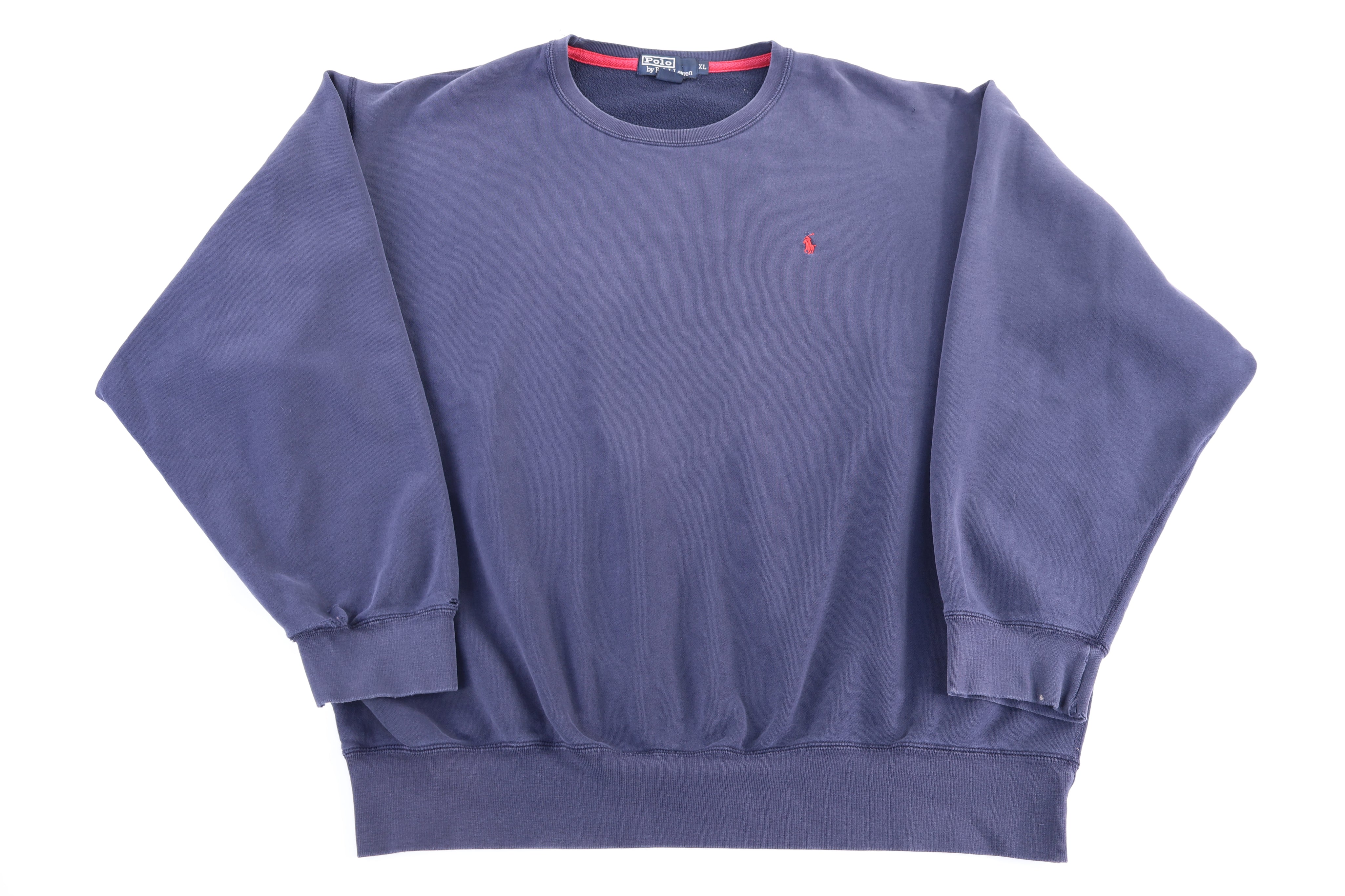 Polo by Ralph Lauren Embroidered Logo Blue Sweater - Sweatshirt - Thrifted Threads