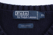 Polo by Ralph Lauren Embroidered Logo Blue Sweater Vest - Vest - Thrifted Threads