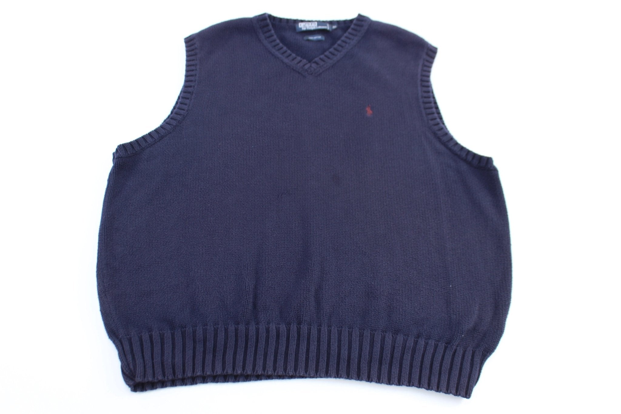 Polo by Ralph Lauren Embroidered Logo Blue Sweater Vest - Vest - Thrifted Threads