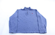 Polo by Ralph Lauren Embroidered Logo Blue Zip Up Sweater - Sweater - Thrifted Threads