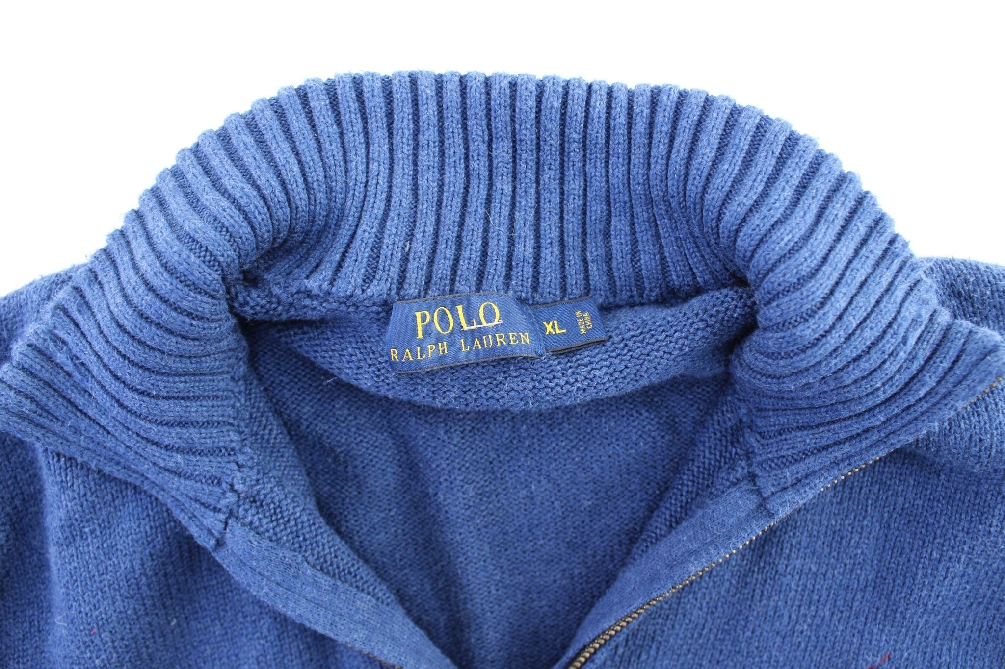 Polo by Ralph Lauren Embroidered Logo Blue Zip Up Sweater - Sweater - Thrifted Threads