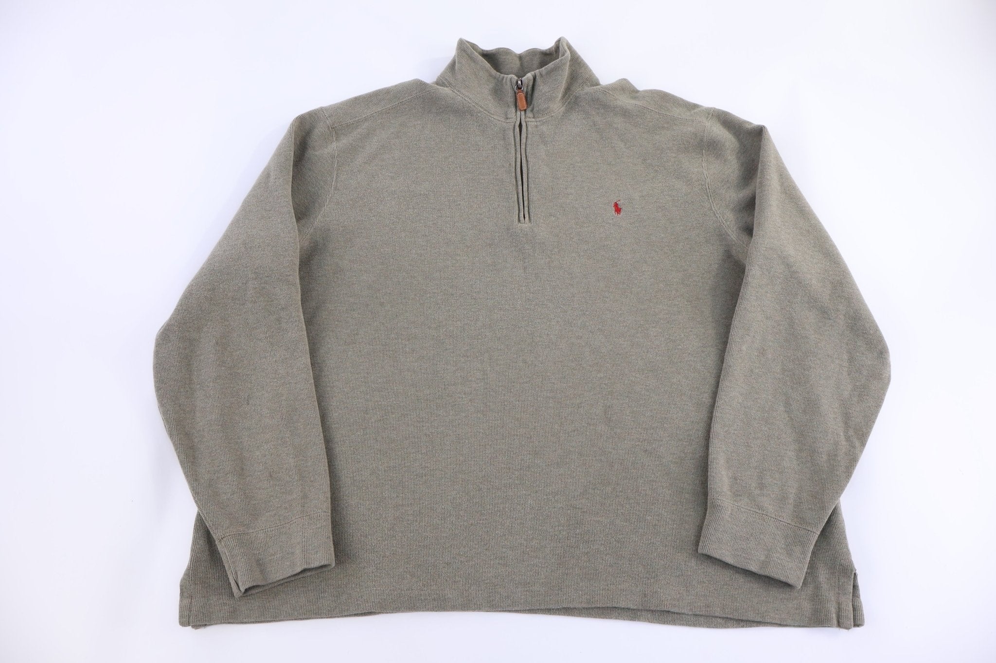 Polo by Ralph Lauren Embroidered Logo Brown Quarter Zip Sweater - Sweater - Thrifted Threads