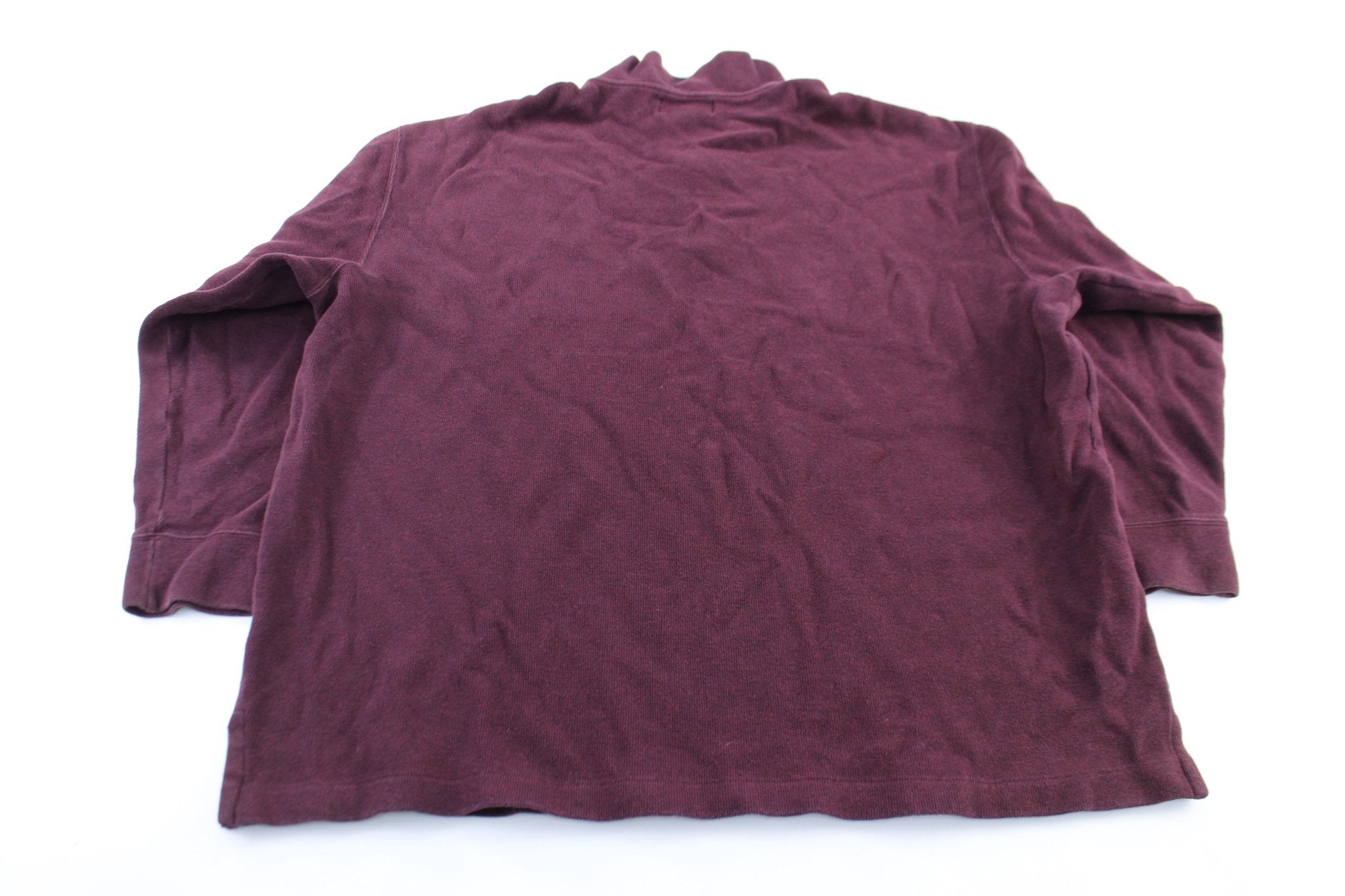 Polo by Ralph Lauren Embroidered Logo Burgundy Zip Up Sweater - ThriftedThreads.com