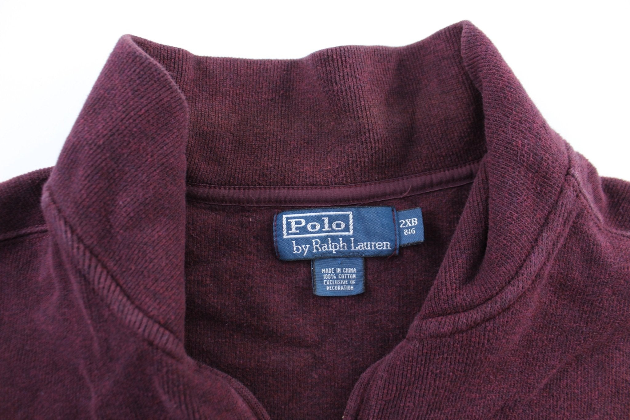 Polo by Ralph Lauren Embroidered Logo Burgundy Zip Up Sweater - ThriftedThreads.com