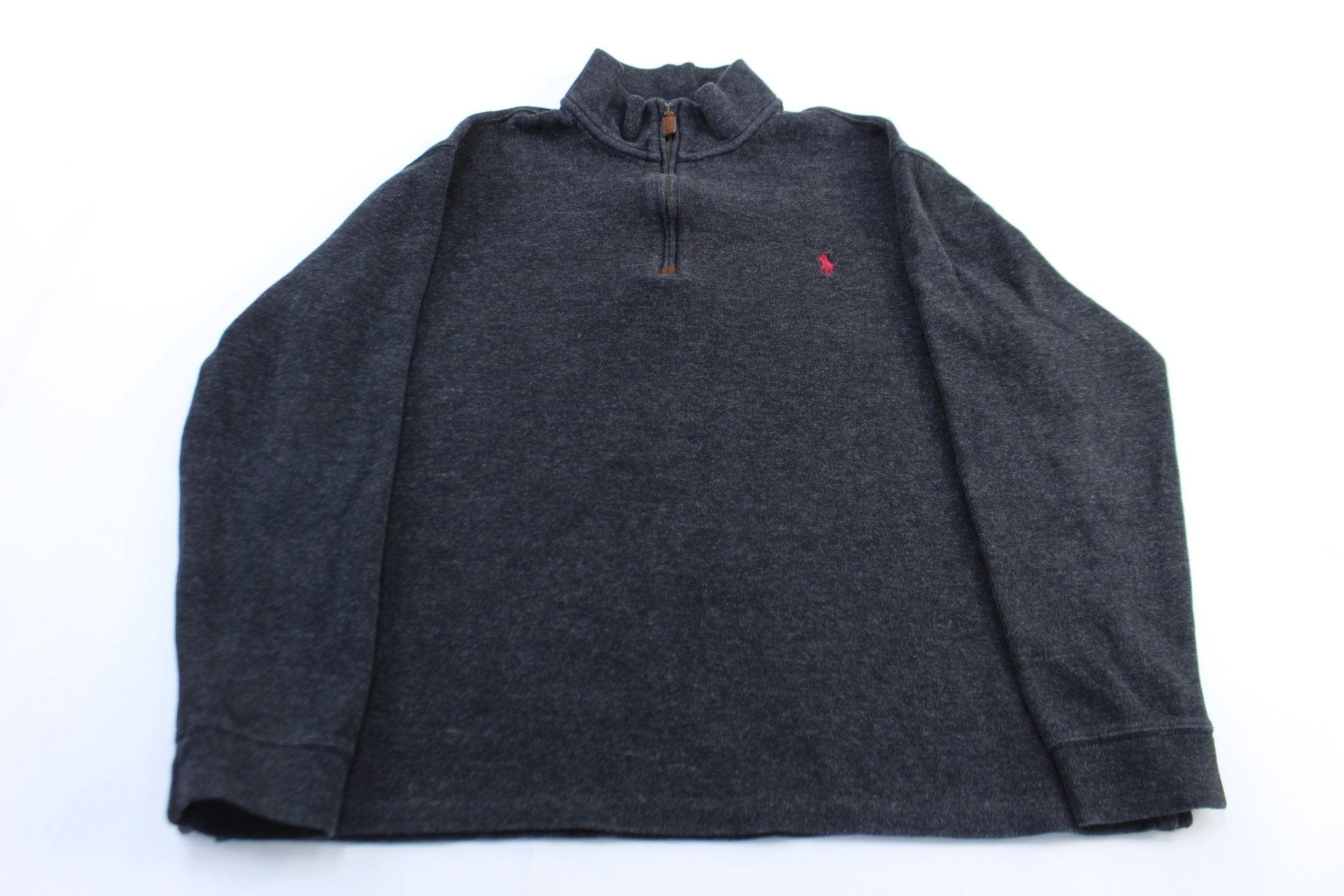 Polo by Ralph Lauren Embroidered Logo Dark Grey Sweater - ThriftedThreads.com