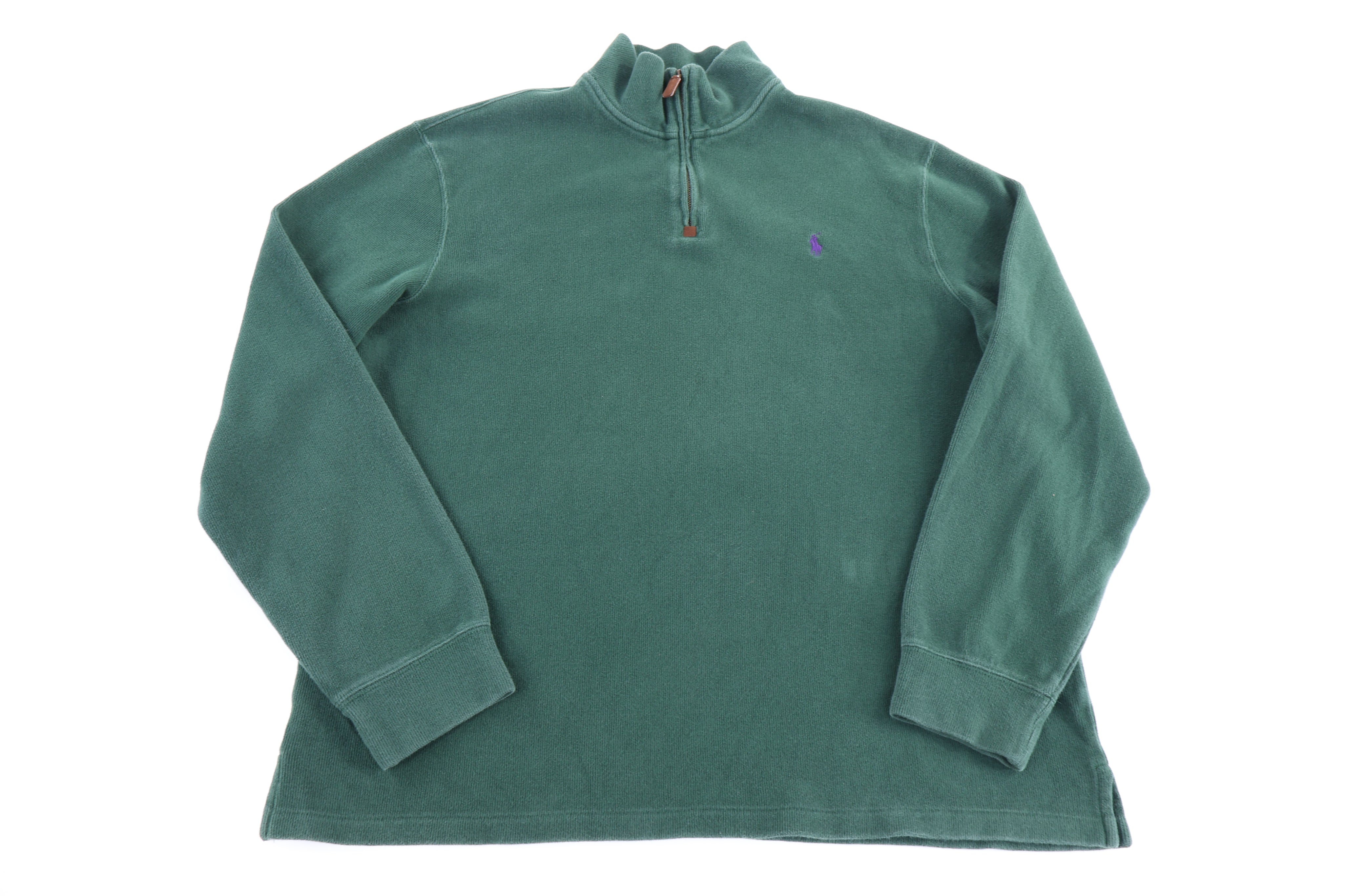 Polo by Ralph Lauren Embroidered Logo Green Quarter Zip Pullover - Sweater - Thrifted Threads