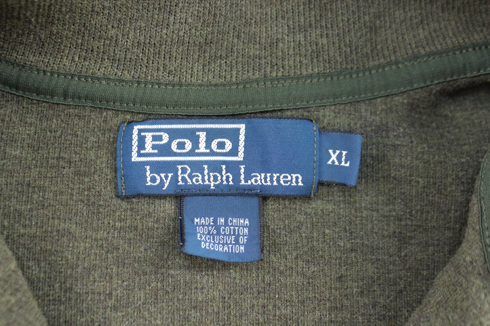 Polo by Ralph Lauren Embroidered Logo Green Quarter Zip Sweater - ThriftedThreads.com