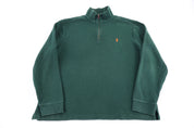 Polo by Ralph Lauren Embroidered Logo Green Quarter Zip Sweater - Sweater - Thrifted Threads