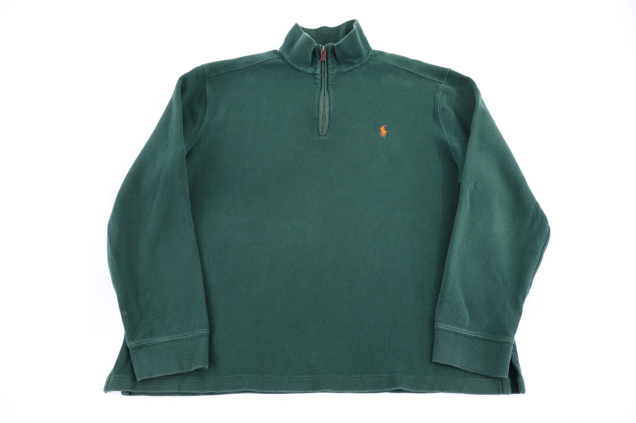 Polo by Ralph Lauren Embroidered Logo Green Quarter Zip Sweater - Sweater - Thrifted Threads