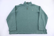 Polo by Ralph Lauren Embroidered Logo Green Quarter Zip Sweater - Sweater - Thrifted Threads