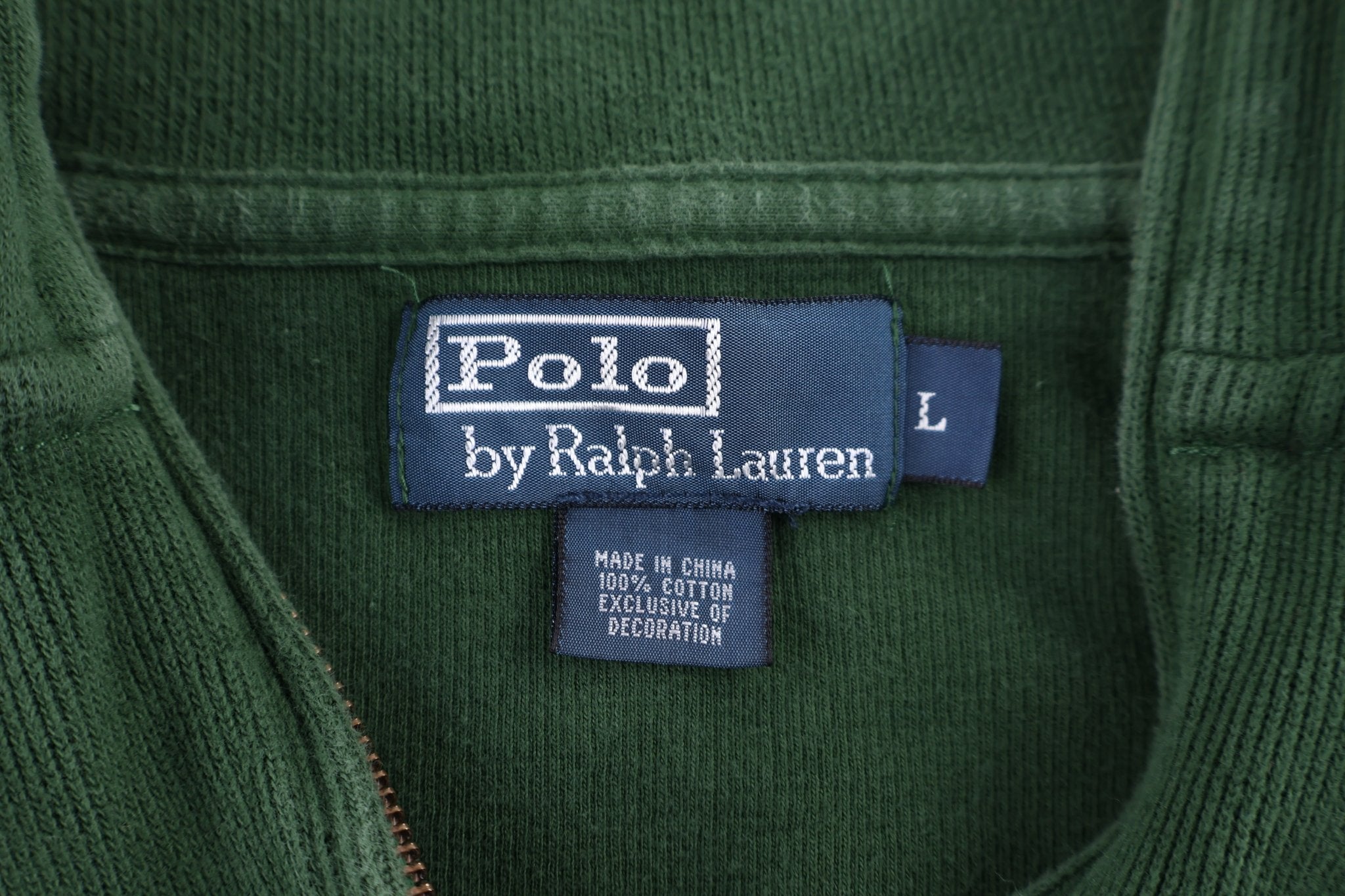 Polo by Ralph Lauren Embroidered Logo Green Quarter Zip Sweater - Sweater - Thrifted Threads