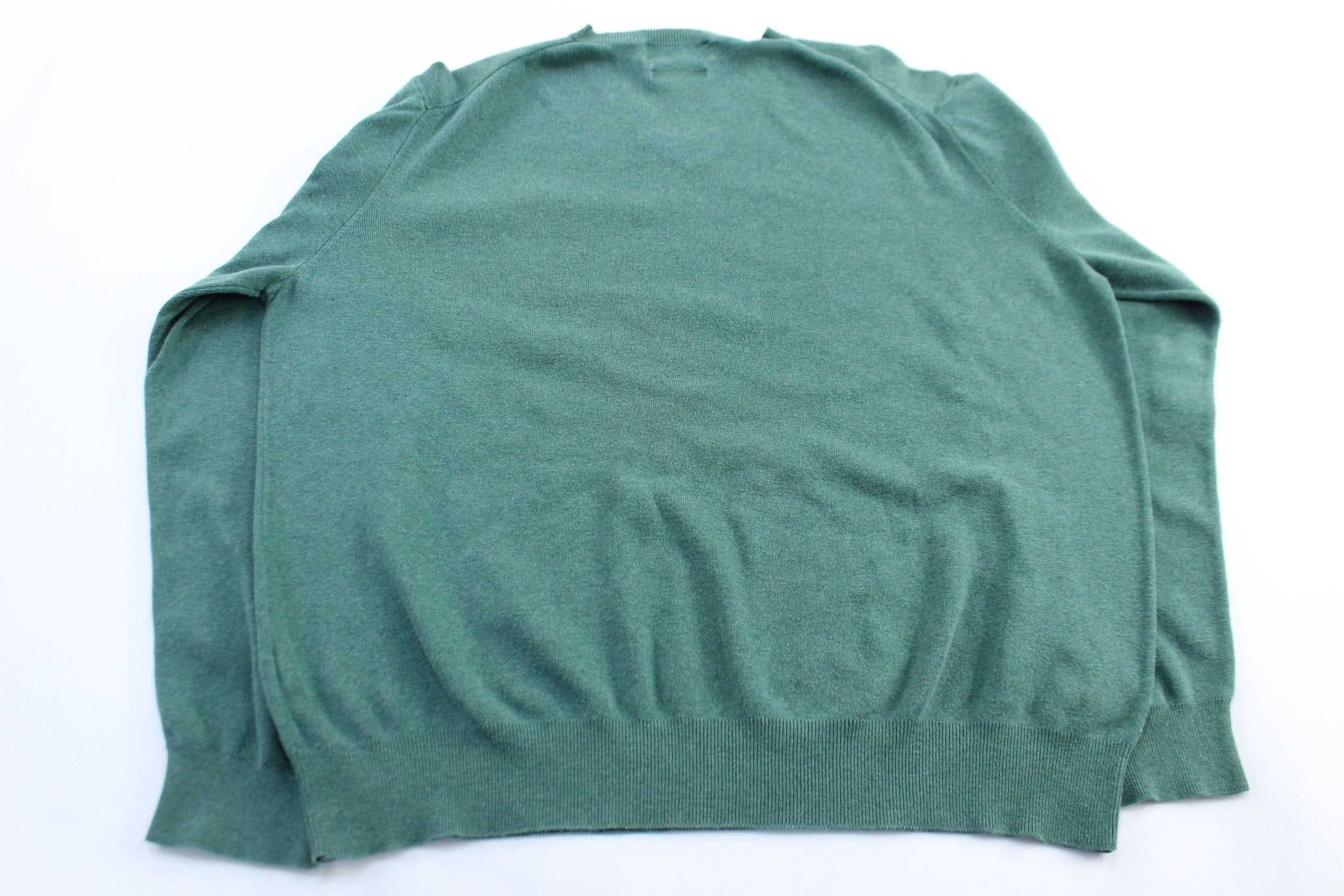 Polo by Ralph Lauren Embroidered Logo Green V - Neck Sweater - ThriftedThreads.com