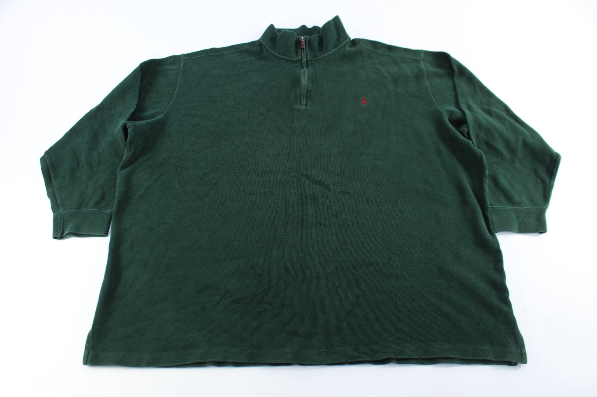 Polo by Ralph Lauren Embroidered Logo Green Zip Up Sweater - ThriftedThreads.com