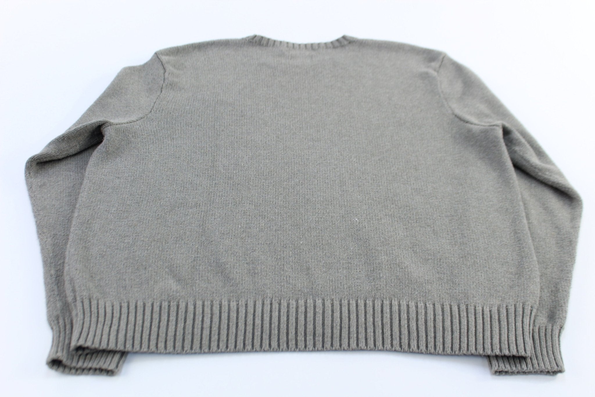 Polo by Ralph Lauren Embroidered Logo Grey Knit Sweater - ThriftedThreads.com