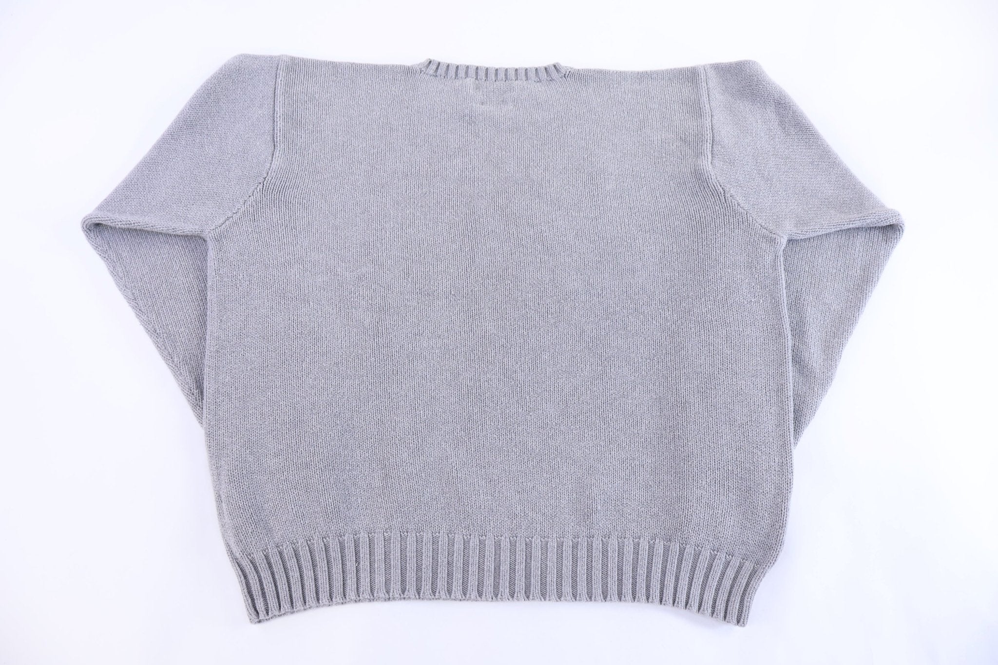 Polo by Ralph Lauren Embroidered Logo Grey Knit Sweater - Sweater - Thrifted Threads