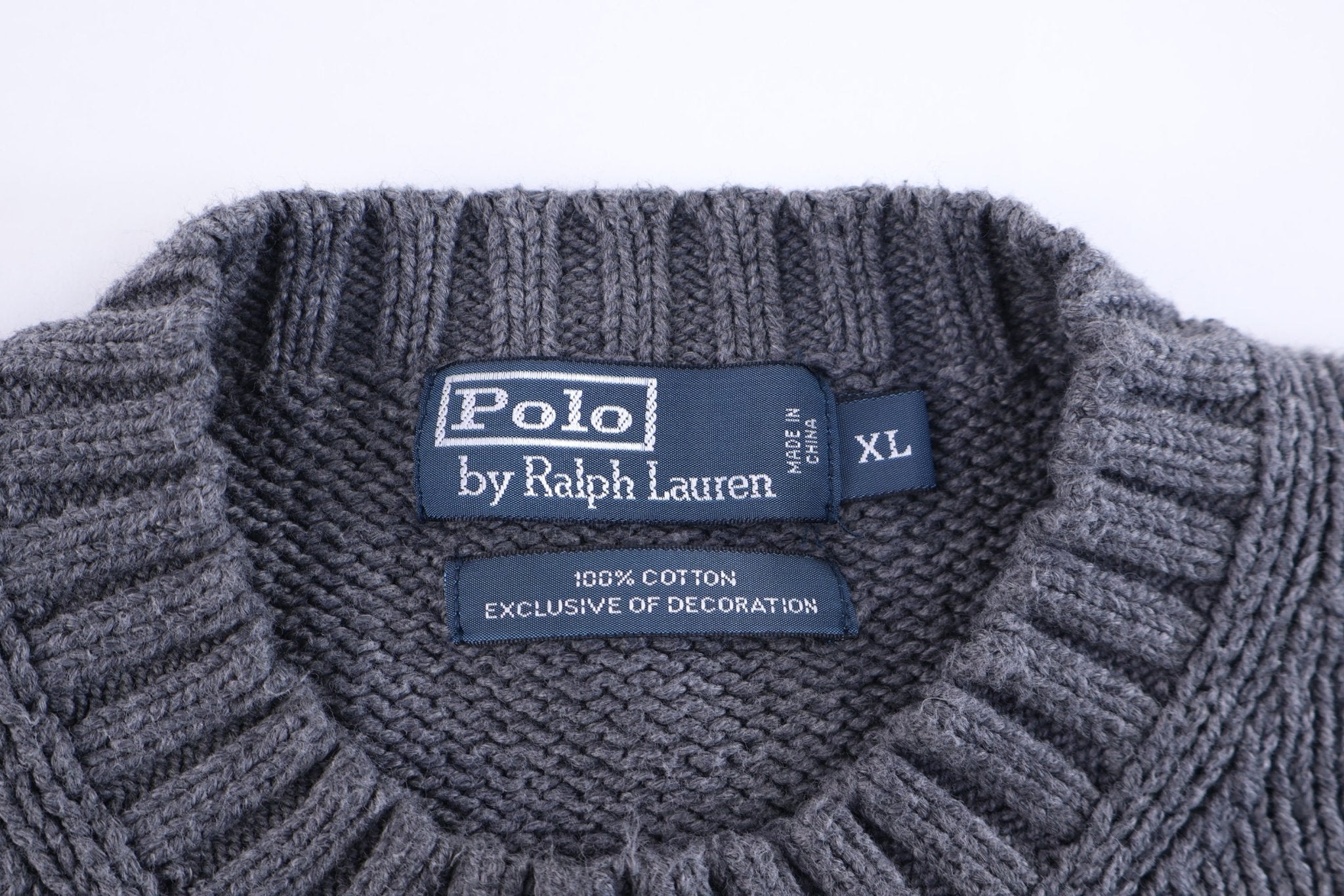 Polo by Ralph Lauren Embroidered Logo Grey Knit Sweater - Sweater - Thrifted Threads