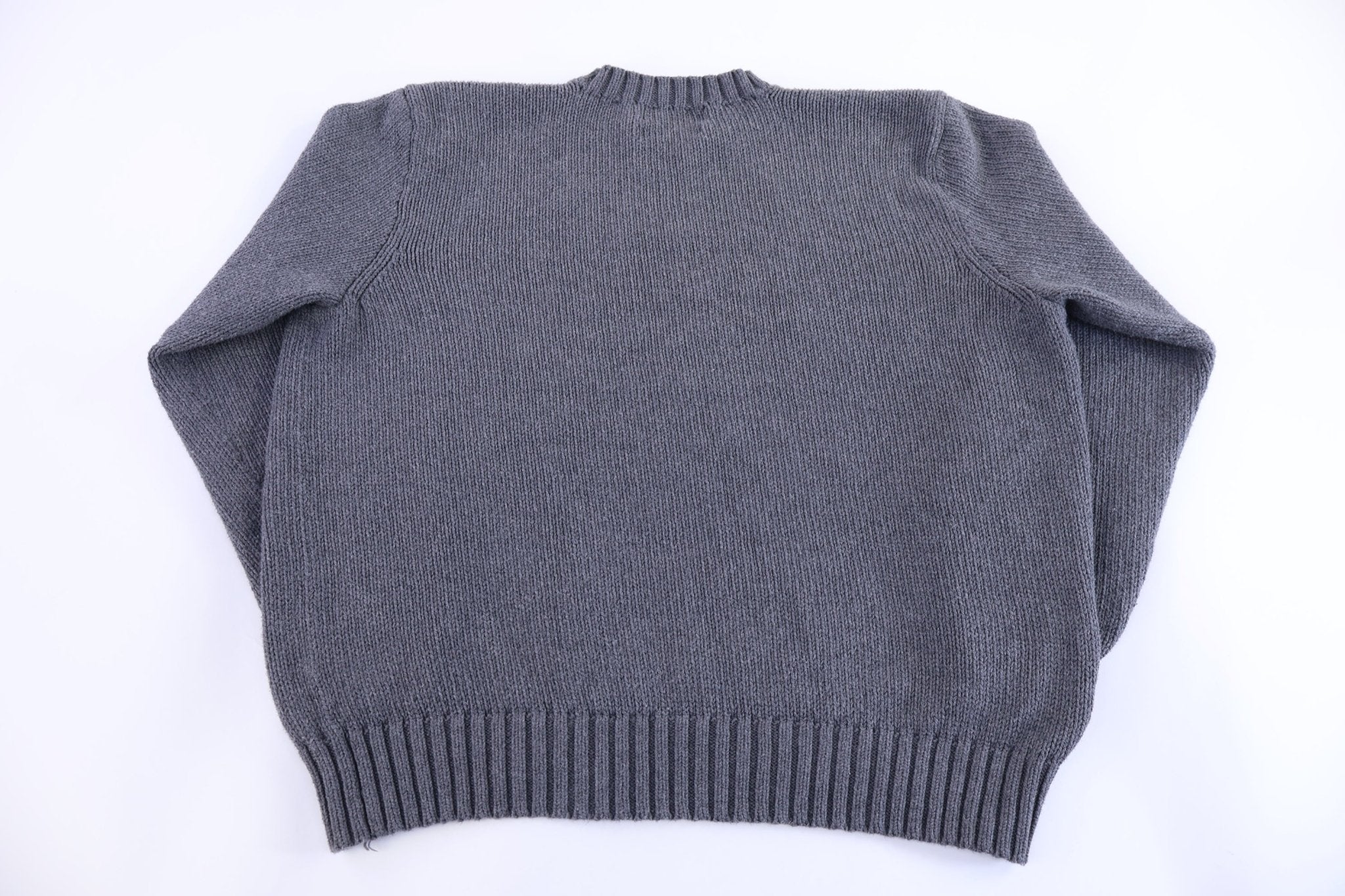 Polo by Ralph Lauren Embroidered Logo Grey Knit Sweater - Sweater - Thrifted Threads