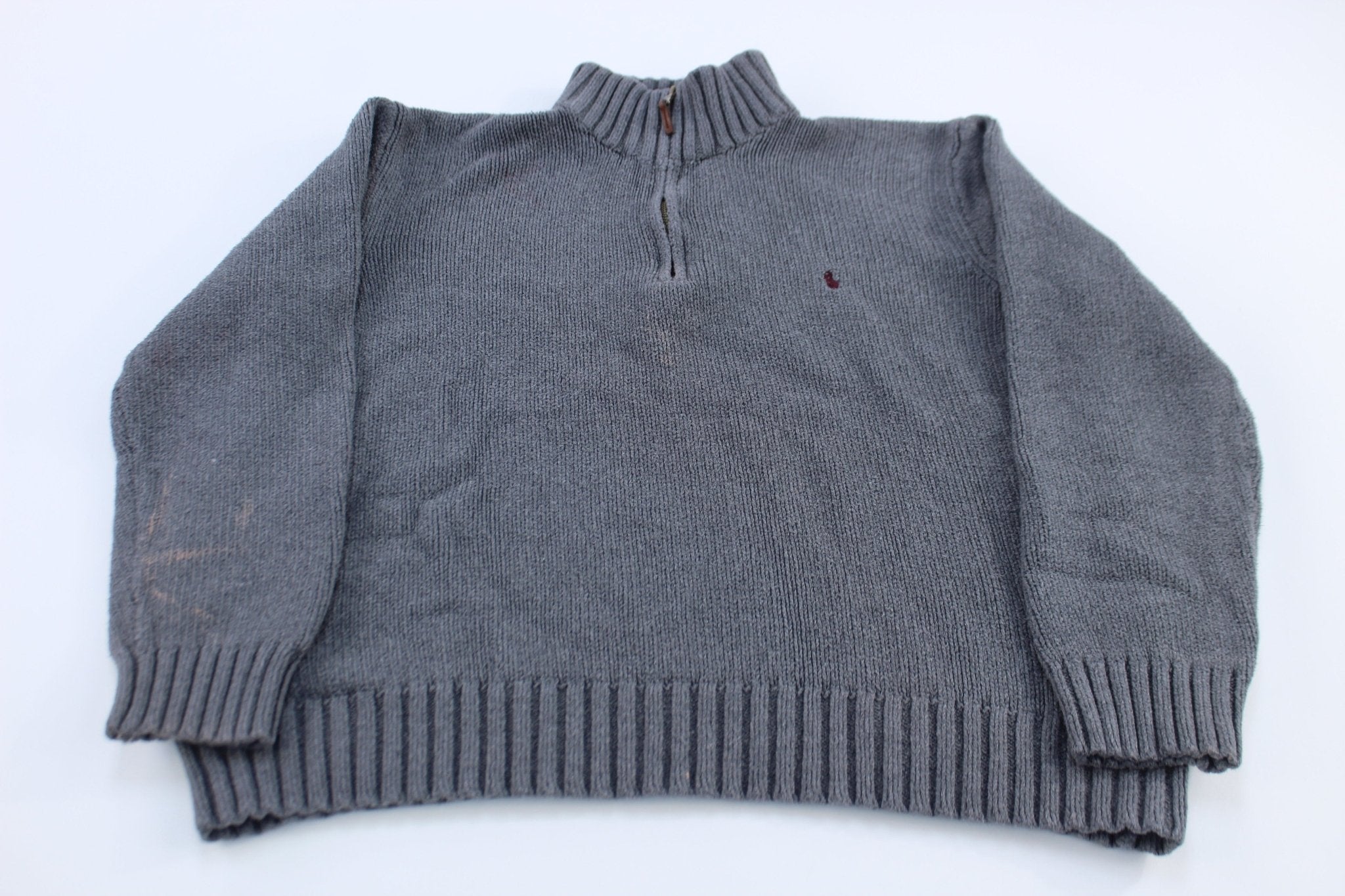 Polo by Ralph Lauren Embroidered Logo Grey Pullover Sweater - ThriftedThreads.com