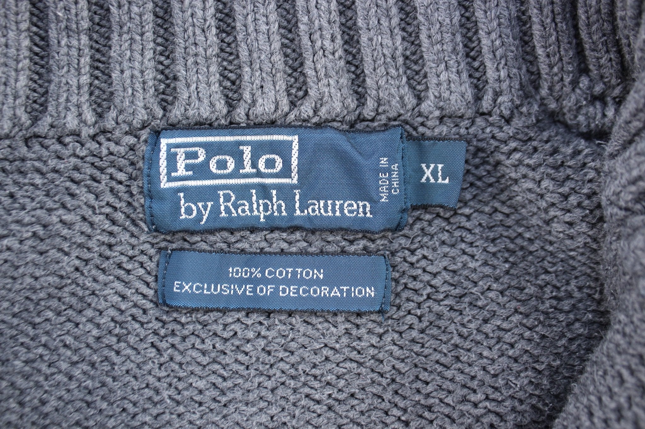 Polo by Ralph Lauren Embroidered Logo Grey Pullover Sweater - ThriftedThreads.com
