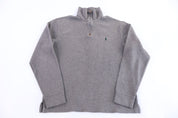 Polo by Ralph Lauren Embroidered Logo Grey Quarter Zip Pullover - Sweater - Thrifted Threads