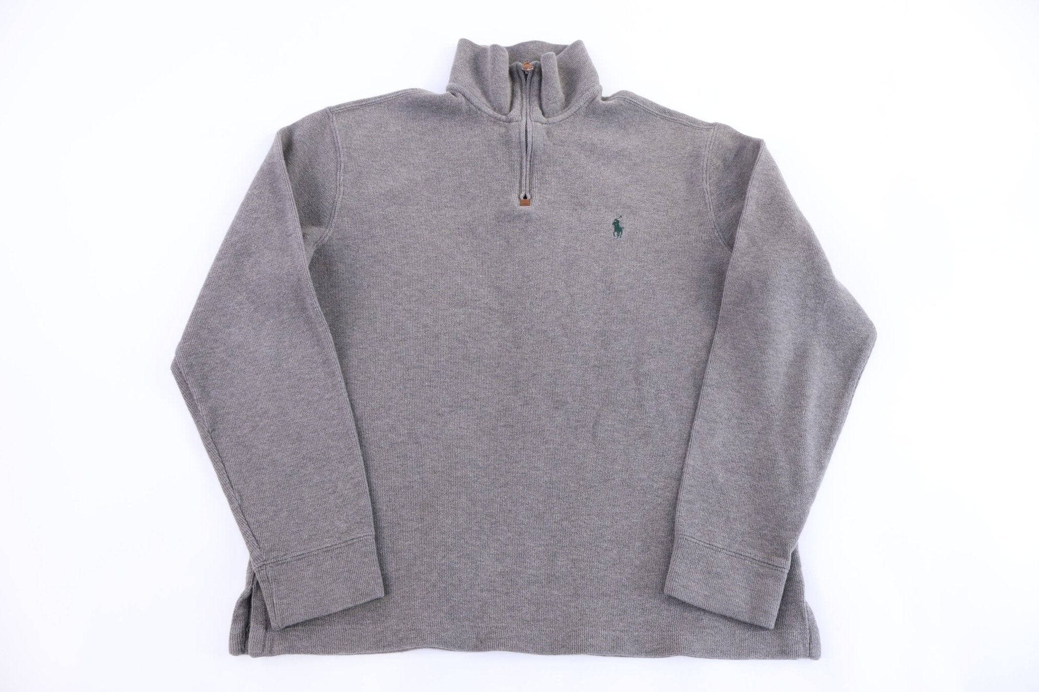 Polo by Ralph Lauren Embroidered Logo Grey Quarter Zip Pullover - Sweater - Thrifted Threads