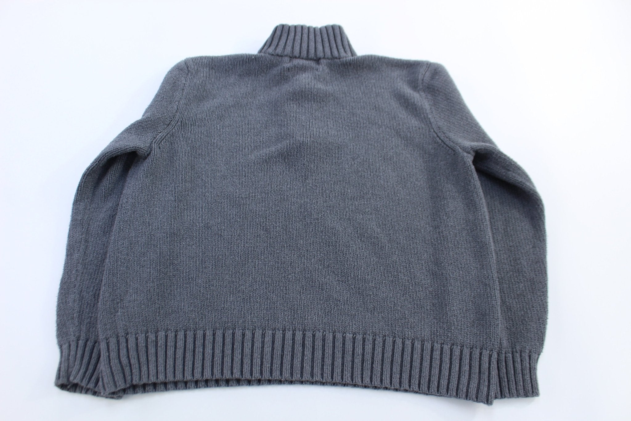 Polo by Ralph Lauren Embroidered Logo Grey Quarter Zip Sweater - ThriftedThreads.com