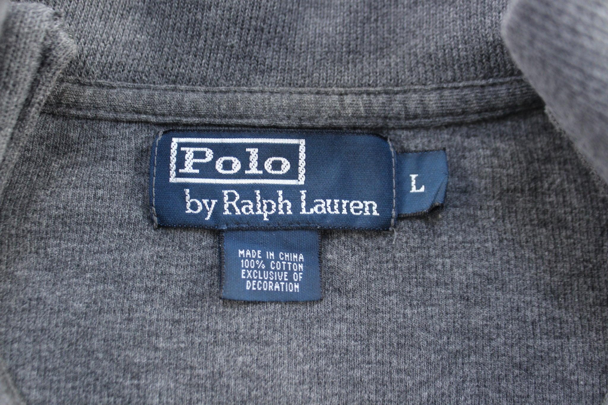 Polo by Ralph Lauren Embroidered Logo Grey Quarter Zip Sweater - ThriftedThreads.com