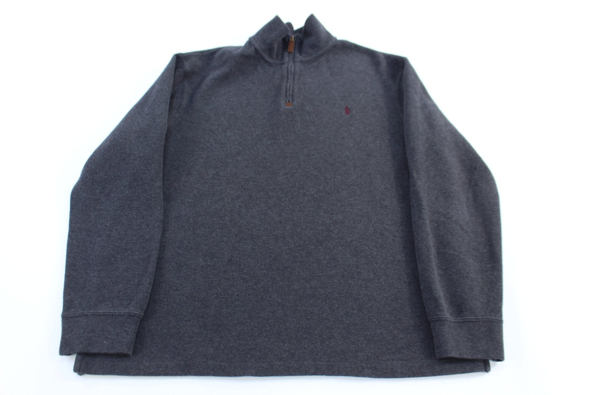 Polo by Ralph Lauren Embroidered Logo Grey Quarter Zip Sweater - Sweater - Thrifted Threads