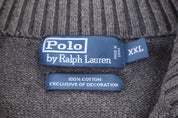 Polo by Ralph Lauren Embroidered Logo Grey Quarter Zip Sweater - Sweater - Thrifted Threads