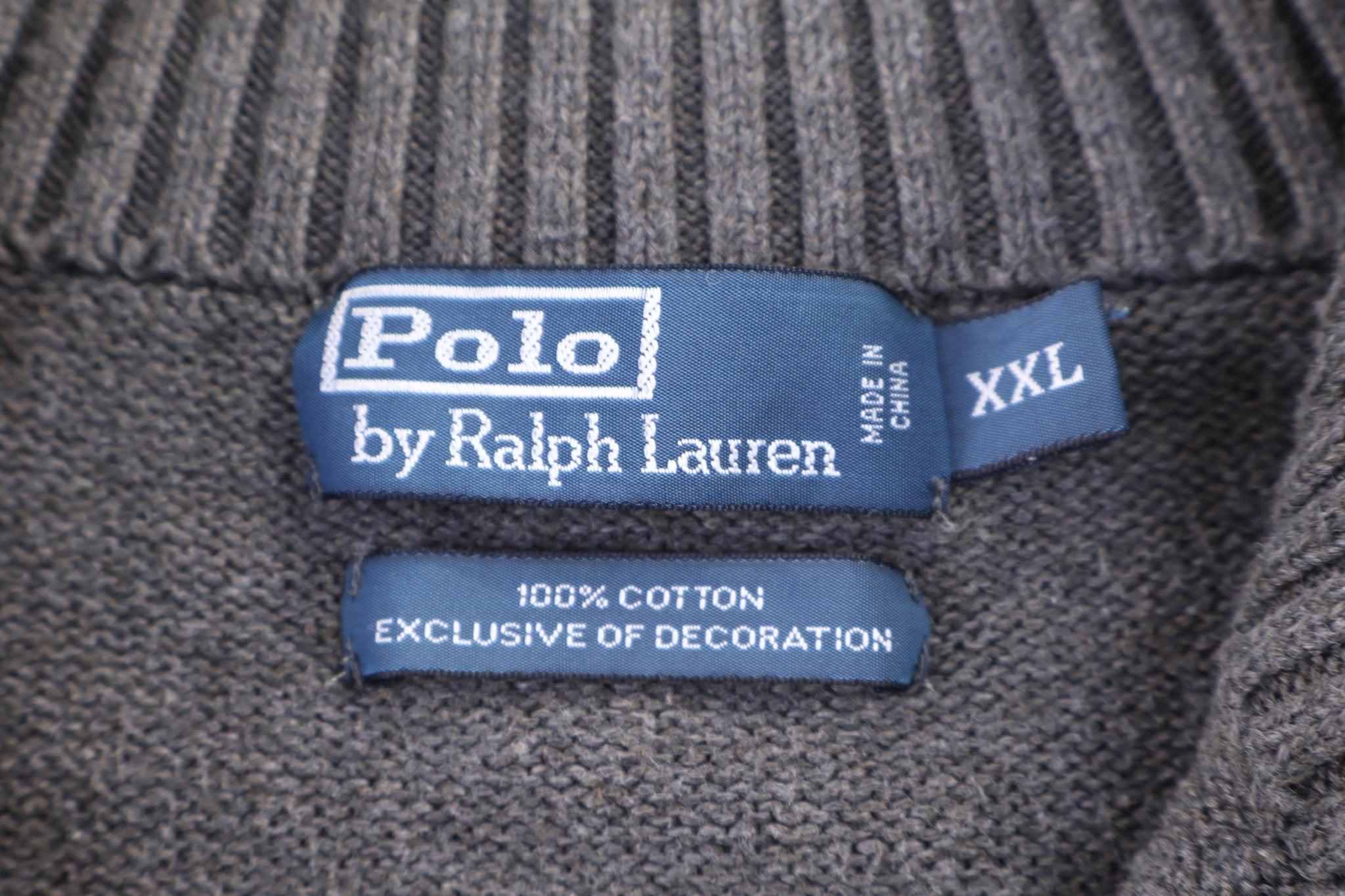 Polo by Ralph Lauren Embroidered Logo Grey Quarter Zip Sweater - Sweater - Thrifted Threads