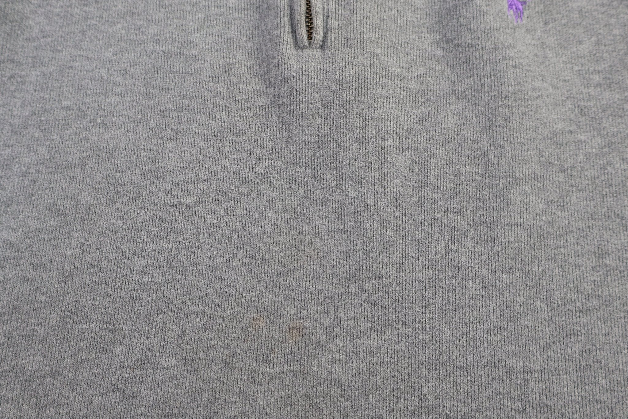 Polo by Ralph Lauren Embroidered Logo Grey Quarter Zip Sweater - Sweater - Thrifted Threads