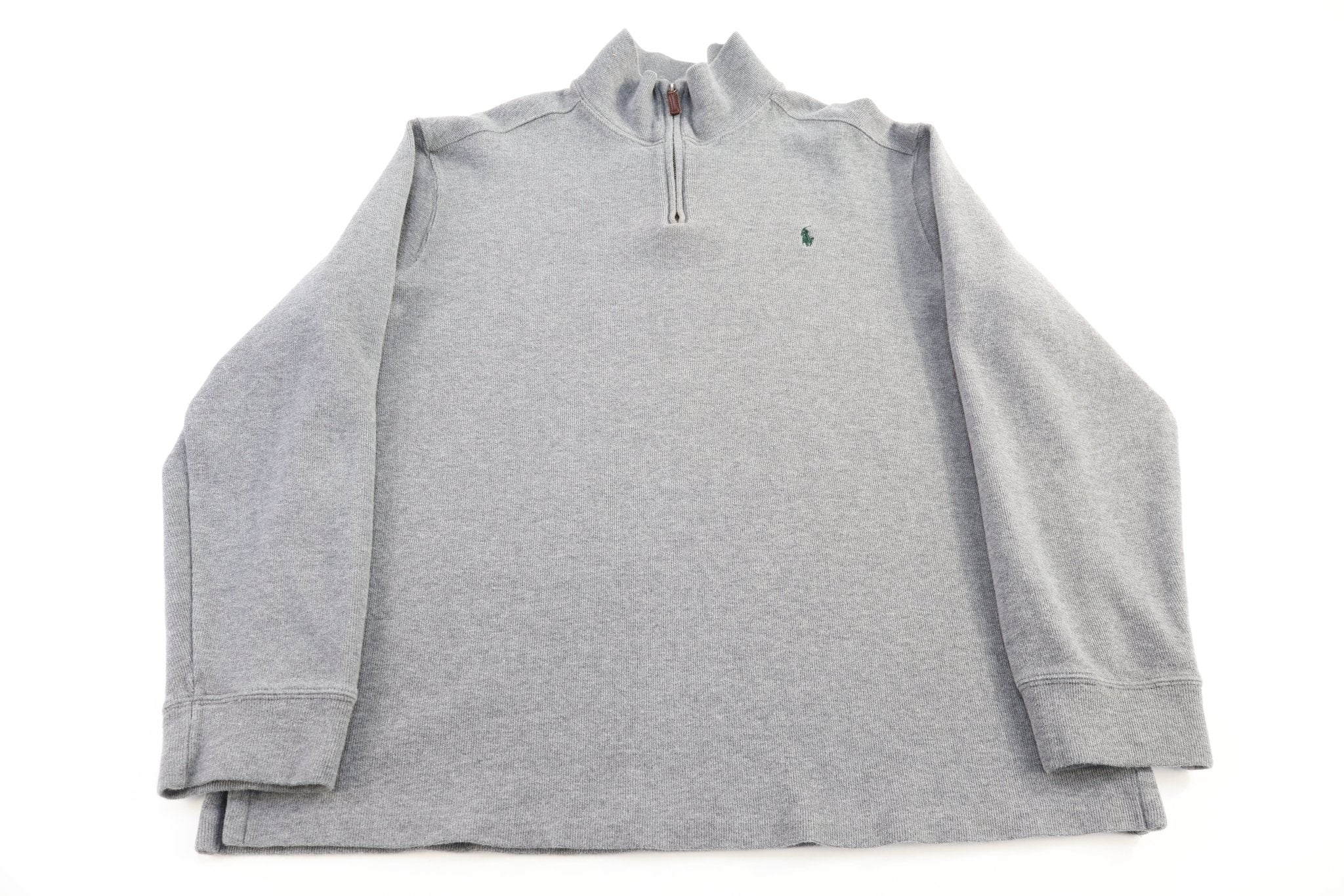 Polo by Ralph Lauren Embroidered Logo Grey Quarter Zip Sweater - Sweater - Thrifted Threads