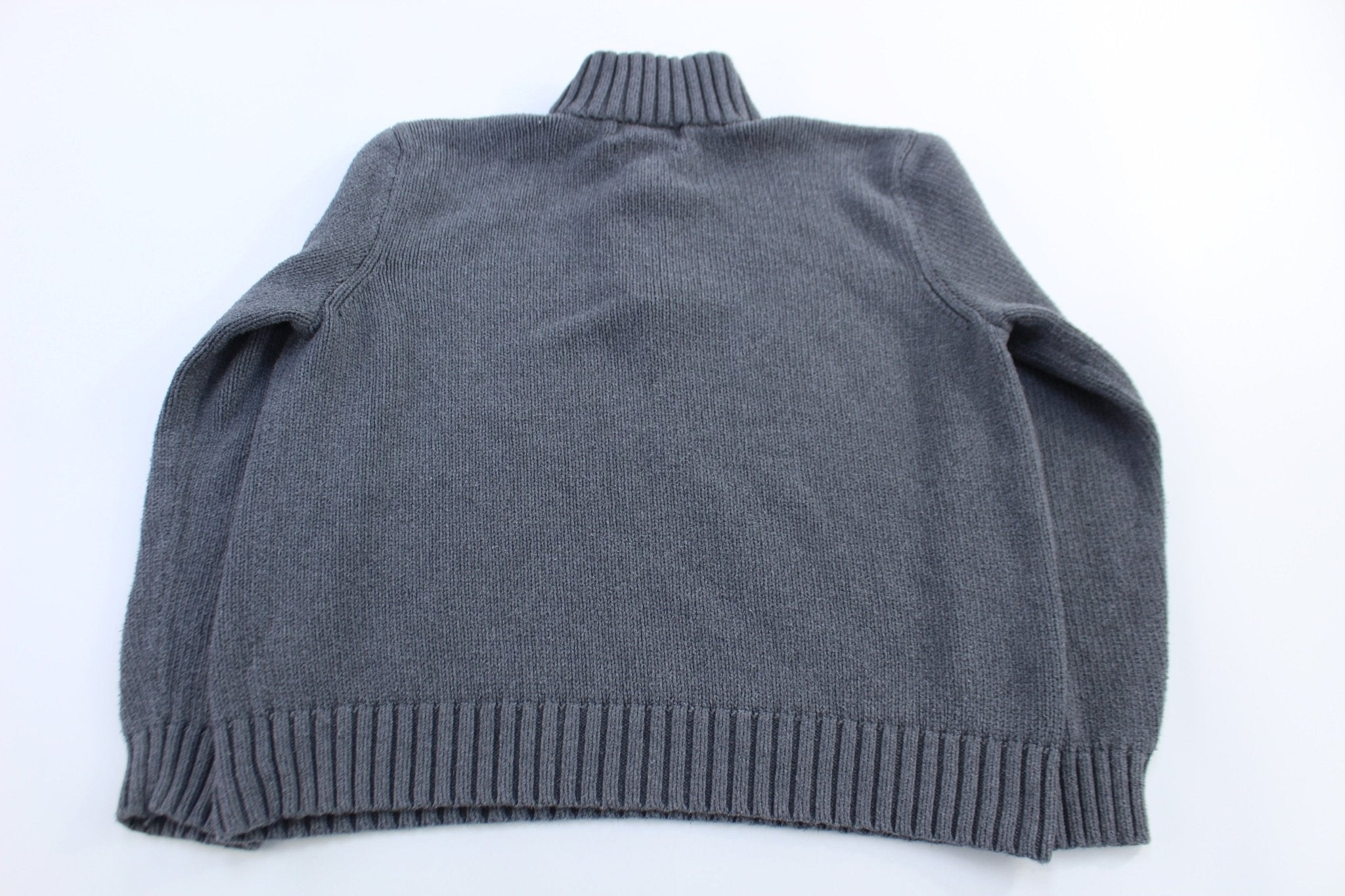 Polo by Ralph Lauren Embroidered Logo Grey Quarter Zip Sweater - Sweater - Thrifted Threads