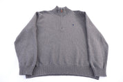 Polo by Ralph Lauren Embroidered Logo Grey Quarter Zip Sweater - Sweater - Thrifted Threads