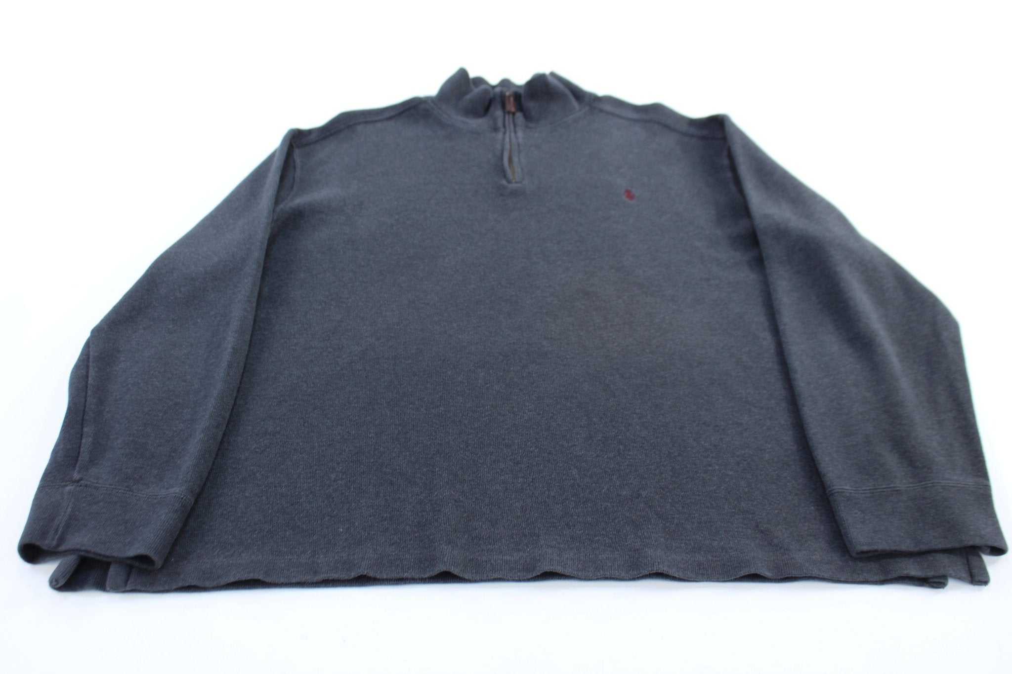 Polo by Ralph Lauren Embroidered Logo Grey Quarter Zip Sweater - Sweater - Thrifted Threads