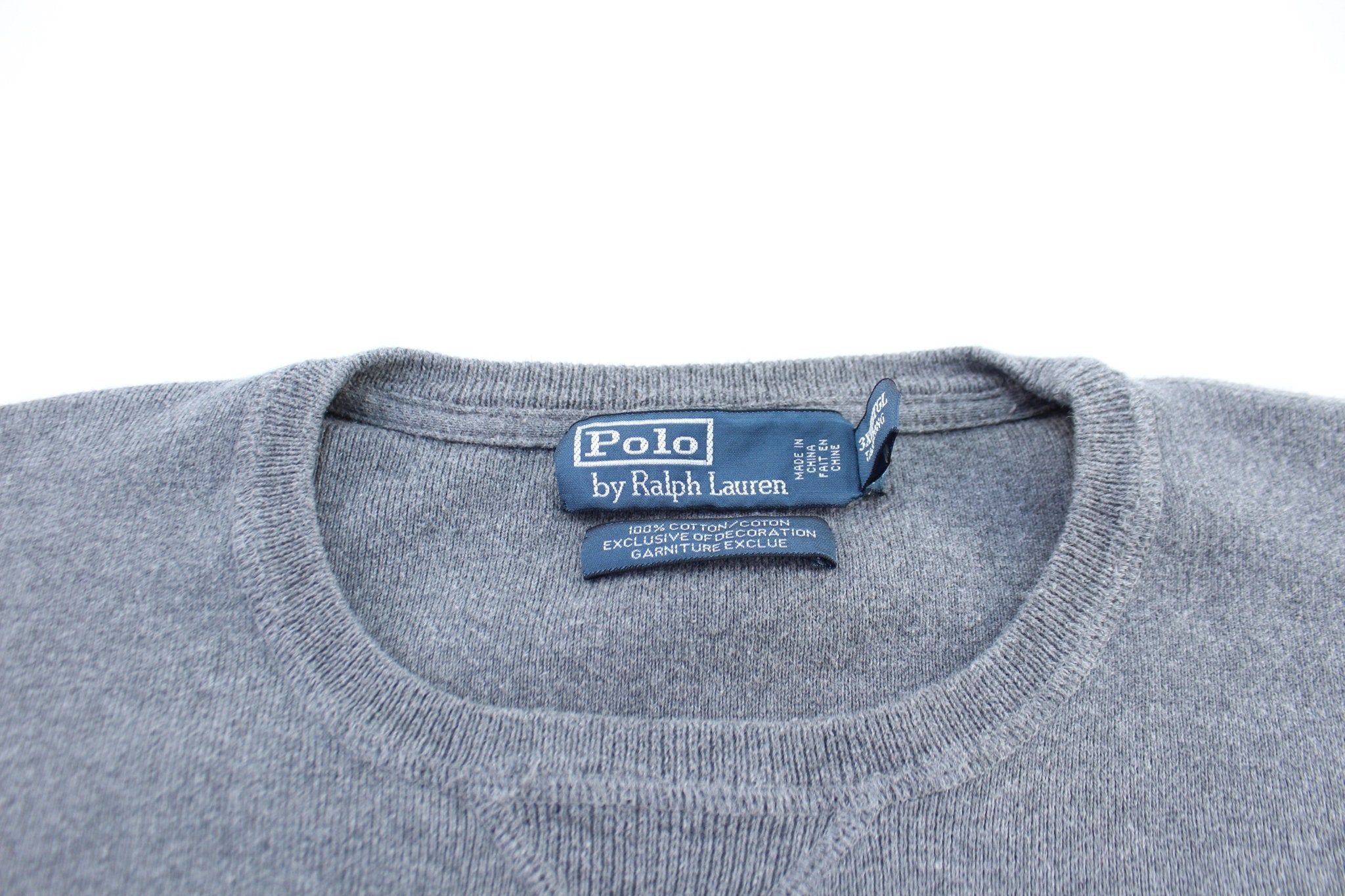 Polo by Ralph Lauren Embroidered Logo Grey Sweater - ThriftedThreads.com