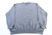 Polo by Ralph Lauren Embroidered Logo Grey Sweater - ThriftedThreads.com