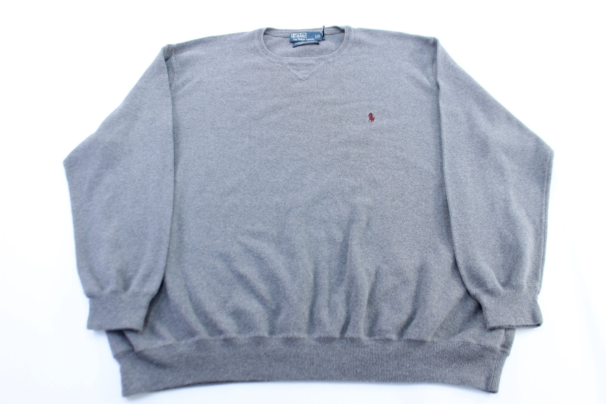 Polo by Ralph Lauren Embroidered Logo Grey Sweater - ThriftedThreads.com