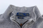 Polo by Ralph Lauren Embroidered Logo Grey Zip Up Sweater - ThriftedThreads.com