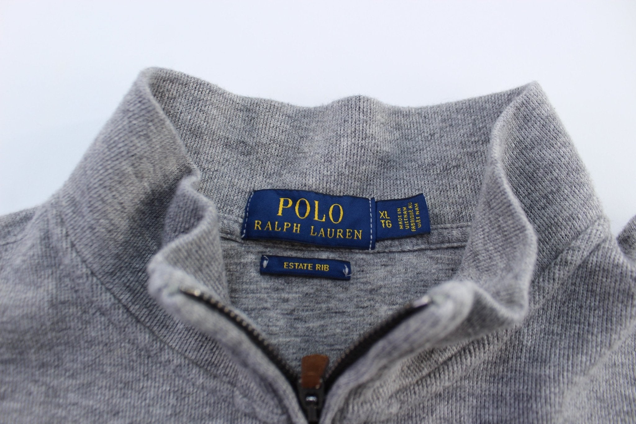 Polo by Ralph Lauren Embroidered Logo Grey Zip Up Sweater - ThriftedThreads.com