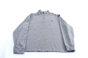 Polo by Ralph Lauren Embroidered Logo Grey Zip Up Sweater - ThriftedThreads.com