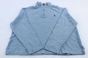 Polo by Ralph Lauren Embroidered Logo Light Blue Quarter Zip Sweater - Sweater - Thrifted Threads