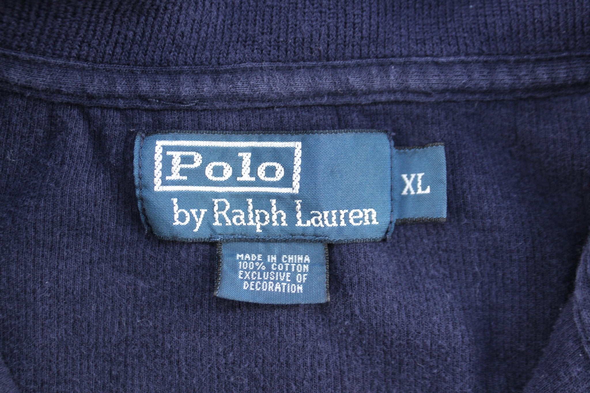 Polo by Ralph Lauren Embroidered Logo Navy Blue Quarter Zip Sweater - ThriftedThreads.com