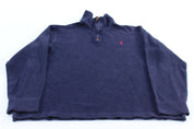 Polo by Ralph Lauren Embroidered Logo Navy Blue Quarter Zip Sweater - ThriftedThreads.com