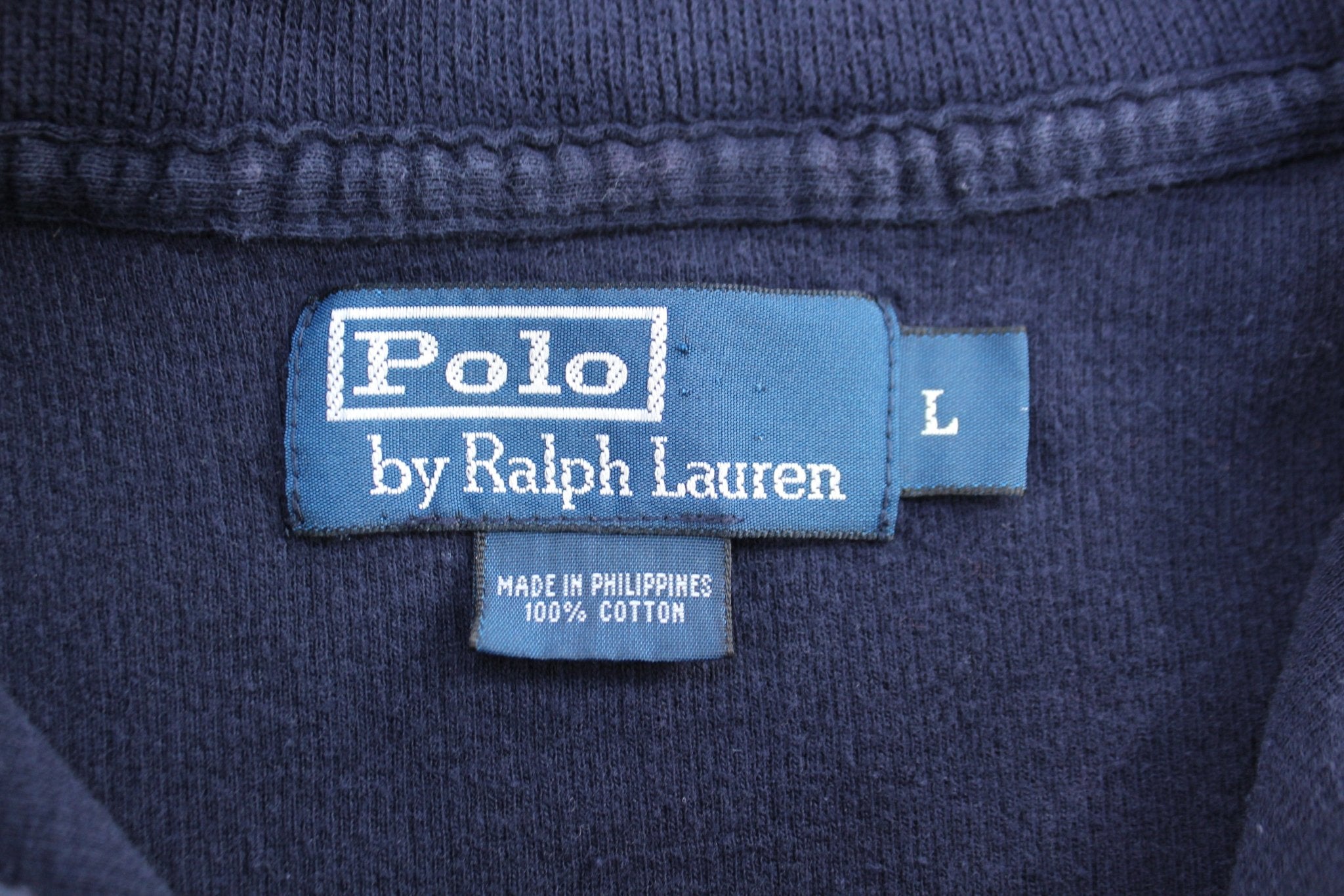 Polo by Ralph Lauren Embroidered Logo Navy Blue Quarter Zip Sweater - ThriftedThreads.com