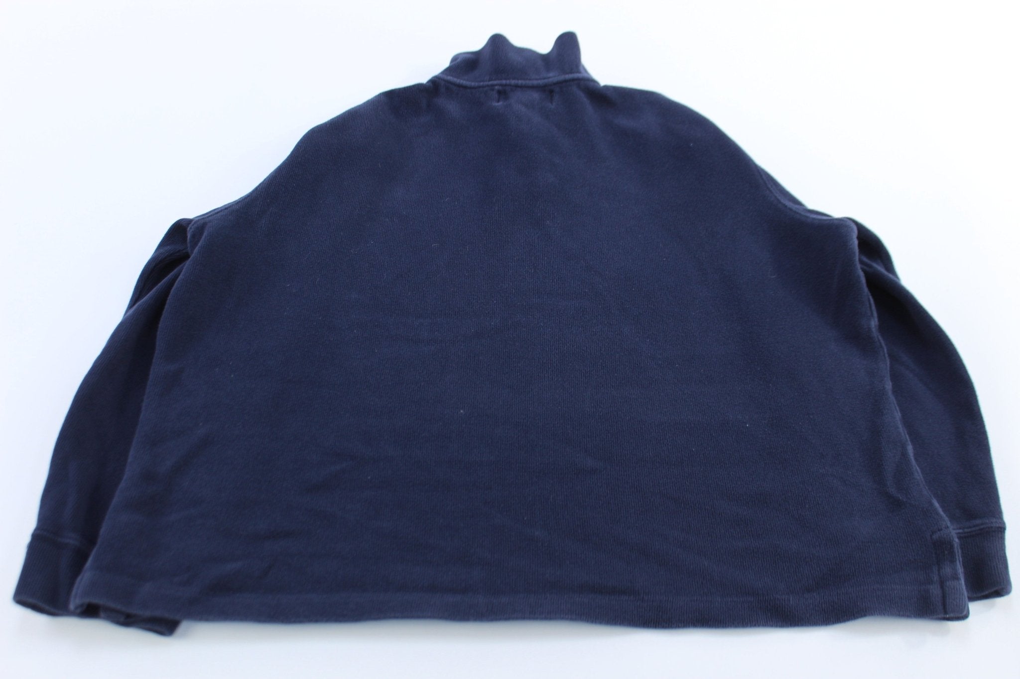 Polo by Ralph Lauren Embroidered Logo Navy Blue Quarter Zip Sweater - ThriftedThreads.com