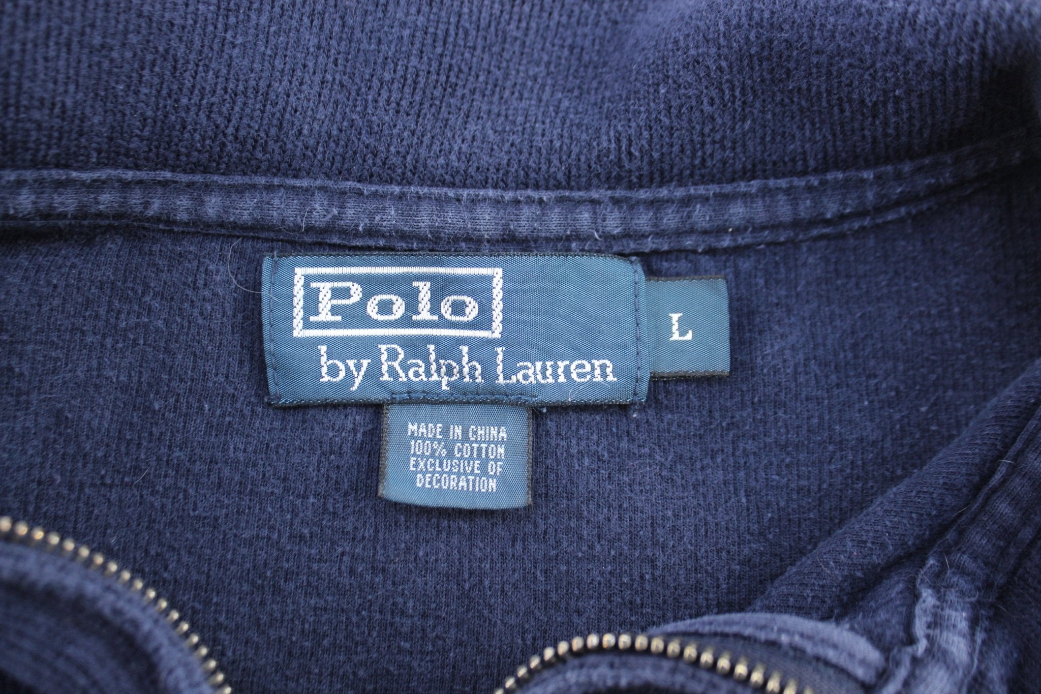 Polo by Ralph Lauren Embroidered Logo Navy Blue Quarter Zip Sweater - ThriftedThreads.com