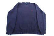 Polo by Ralph Lauren Embroidered Logo Navy Blue Sweater - ThriftedThreads.com