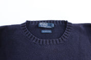 Polo by Ralph Lauren Embroidered Logo Navy Blue Sweater - ThriftedThreads.com