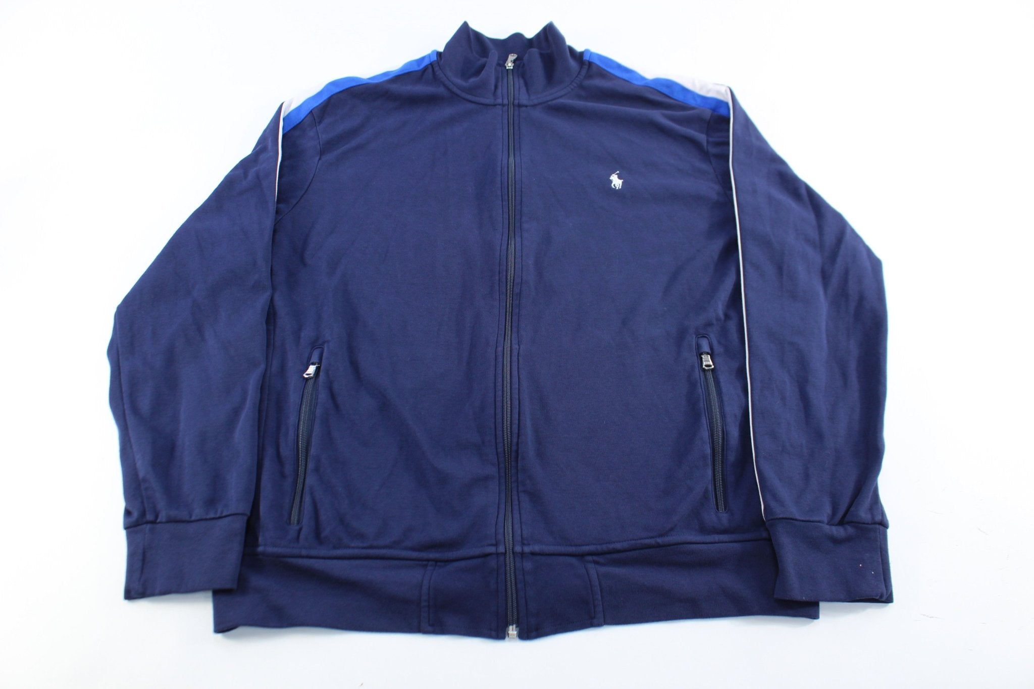 Polo by Ralph Lauren Embroidered Logo Navy Blue Zip Up Jacket - ThriftedThreads.com